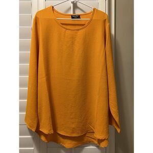 Jolie & Joy Women's Top 2X‎ Orange Blouse Top Round Neck Light Weight